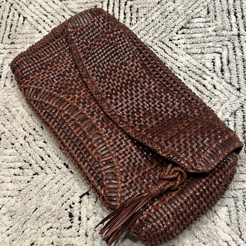 RARE Vintage Cole Hann Woven Leather Clutch - Picture 6 of 14